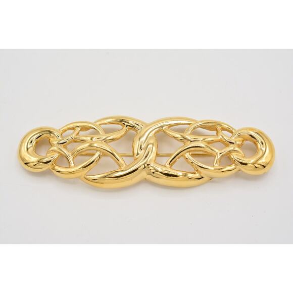 Givenchy Vintage Pin Brooch Weaved Bar Gold Large Chunky Runway Signed 80s Bin5A - Picture 4 of 12